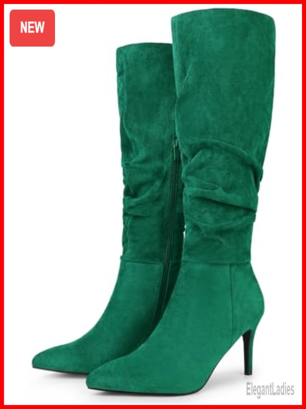 Slouch Knee High Stiletto Heel Pointed Toe Boots